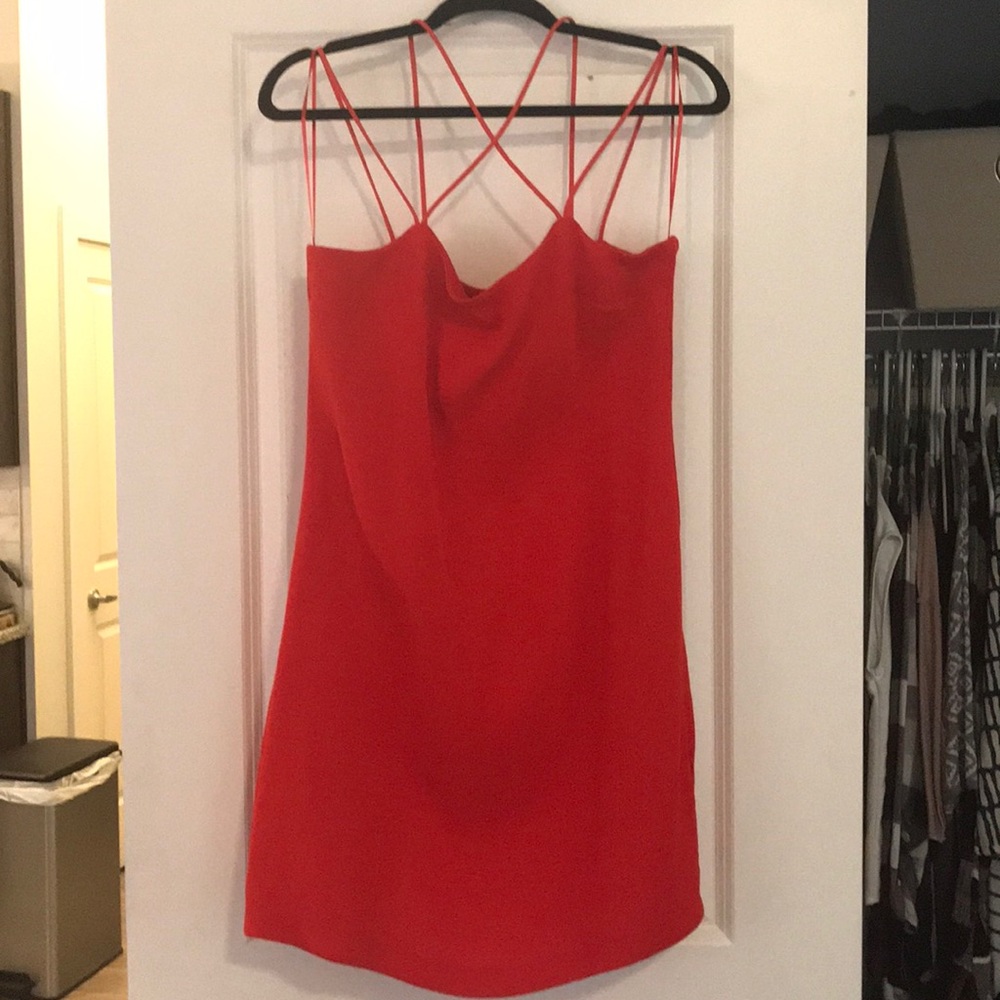 H&M red/orange slinky dress with fab strap details